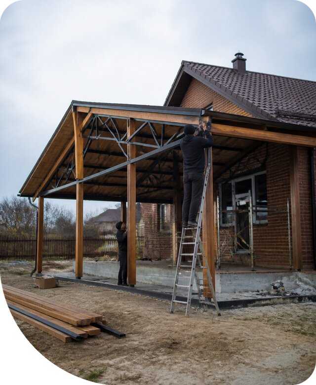 Пристройка навеса к дому и участку в Ярцеве под ключ